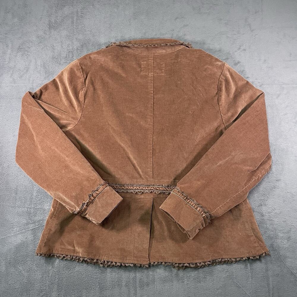 Venezia Womens Y2K Corduroy Jacket Size 14/16 Ruffle Trim Boho Western Brown - Picture 8 of 8